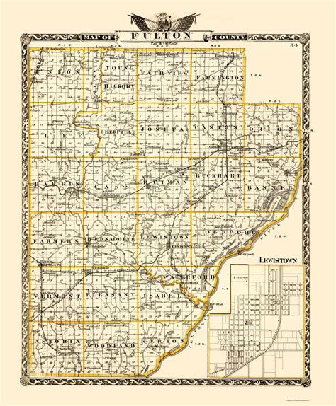 Historic County Map Fulton County Illinois Warner 1870 23 X 278