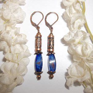 Wvluckygirl Jewelry Boho Earrings Cobalt Blue And Copper Beaded