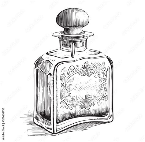 Vintage perfume bottle sketch hand drawn in doodle style Vector illustration. Stock Vector ...