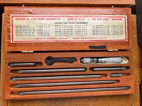 Starrett 823c 4 To 24 Tubular Inside Micrometer In Original Wooden