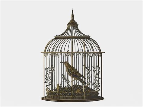 Premium Vector Decorative Golden Bird Cage Vector Illustration