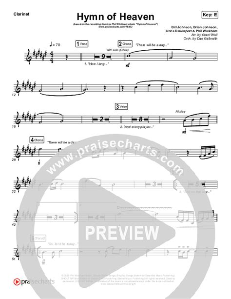 Hymn Of Heaven Clarinet Sheet Music PDF Phil Wickham PraiseCharts