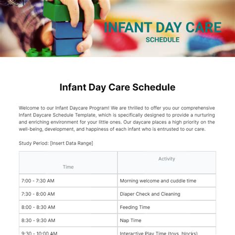 Free Infant Daycare Schedule Template To Edit Online