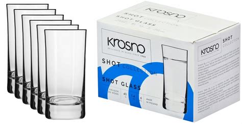 KROSNO KIELISZKI DO WÓDKI SHOT TEQUILA ZESTAW 6 x 40ml PROSTY WYSOKI