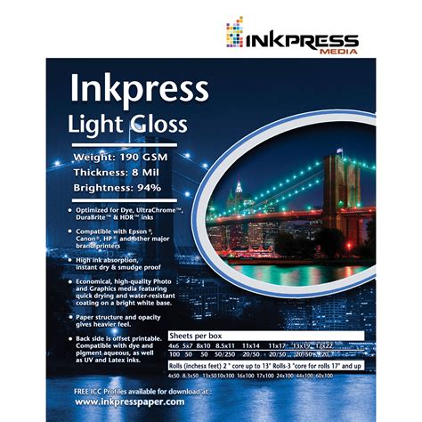 Inkpress Media Light Gloss X Sheets Ilg B H