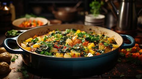 Premium AI Image | Hearty vegetable soup simmering in a pot