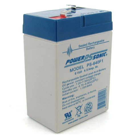 Power Sonic Ps 640 6v45ah Sealed Lead Acid Battery W F1 Terminal