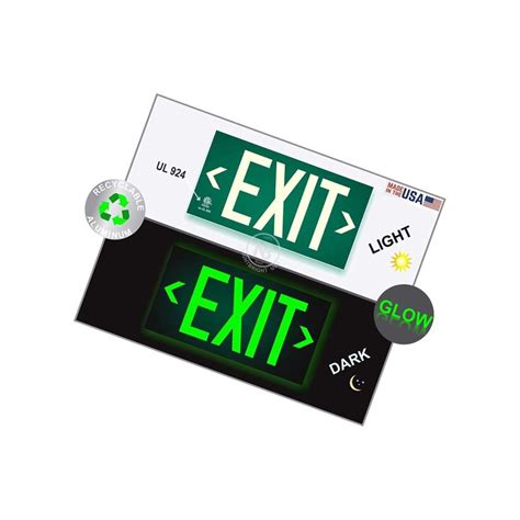 Photoluminescent Exit Sign Green - Aluminum Code Approved Aluminum Ul ...