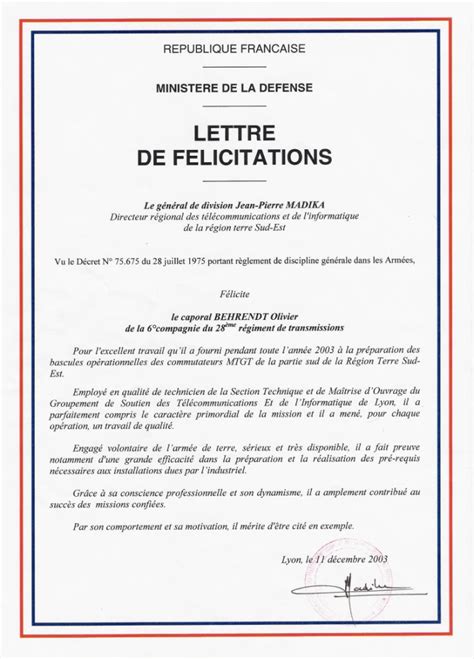 Lettre De Felicitation Pdf