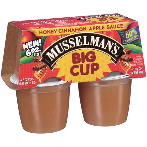 Musselman S Big Cup Honey Cinnamon Applesauce 4 6 Oz Cups