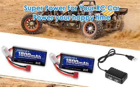 URGENEX Batería Lipo de 7 4 V 2S 35C 1800 mAh recargable RC con