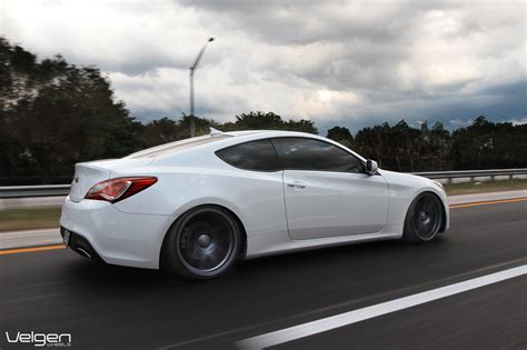 Artful Face Of White Hyundai Genesis Coupe Fitted With Aftermarket