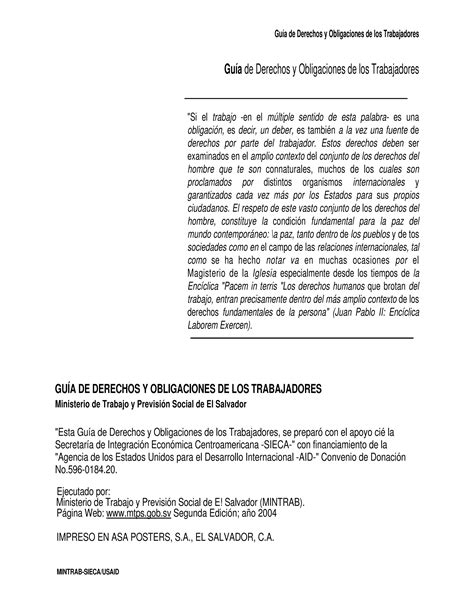 Guia De Derechos Y Obligaciones De Los Trabajadores Pdf