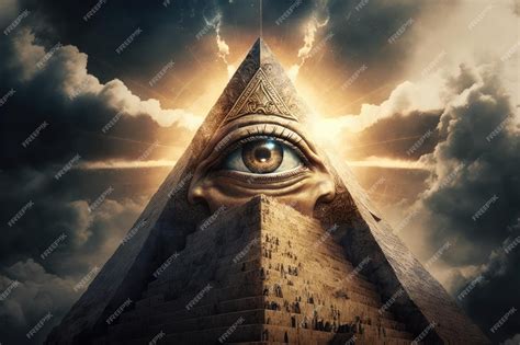 Premium AI Image | Allseeing eye on top of the pyramid with rays of ...