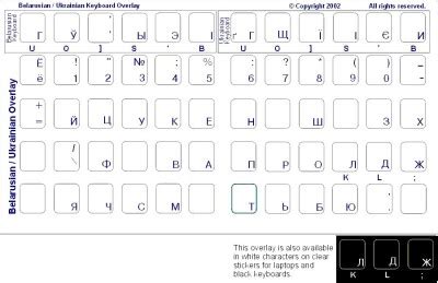 Keyboard Stickers for Belarusian / Ukrainian Keyboard Overlays