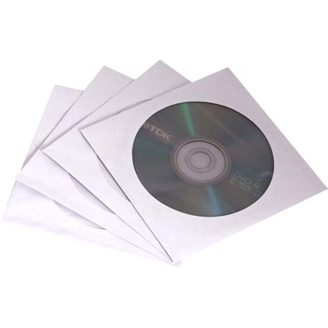 Fellowes Cd Dvd Sleeve White Paper Pack Winc