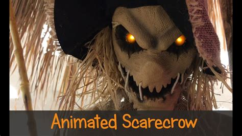 Frightening Animated Scarecrow Jumps Eyes Glow A Haunting