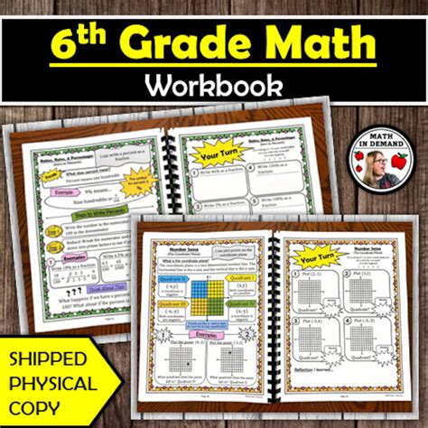 6th Grade Math Workbook Etsy