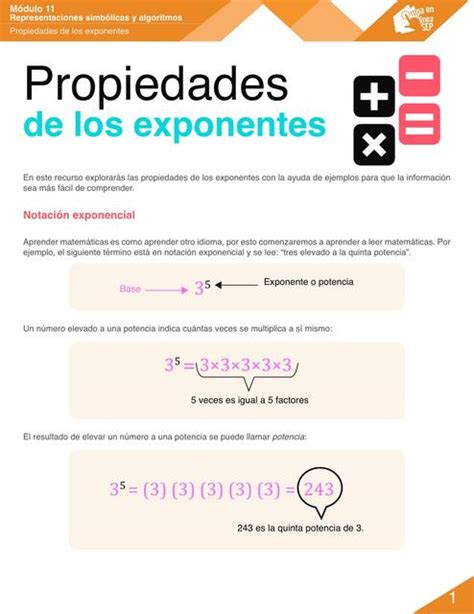 M11 S1 Propiedades De Los Exponentes PDF 1 Ariadna UDocz