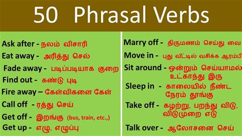 50 Phrasal Verbs In Tamil With Meaning ஆங்கிலத்தில் எளிமையாக பேசதமிழ்