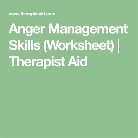 Anger Management Skills Worksheet Therapist Aid Anger Management