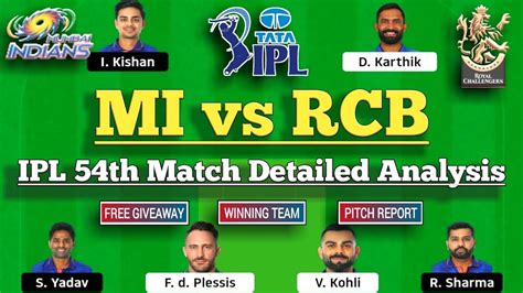 Mi Vs Rcb Dream11 Team Prediction Mi Vs Rcb Dream11 Team Dream 11