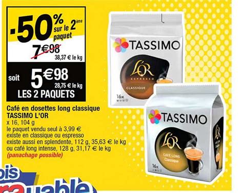 Promo Caf En Dosettes Long Classique Tassimo L Or Chez Cora