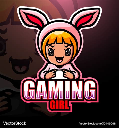 Gamer Girl Mascot Esport Logo Design Royalty Free Vector