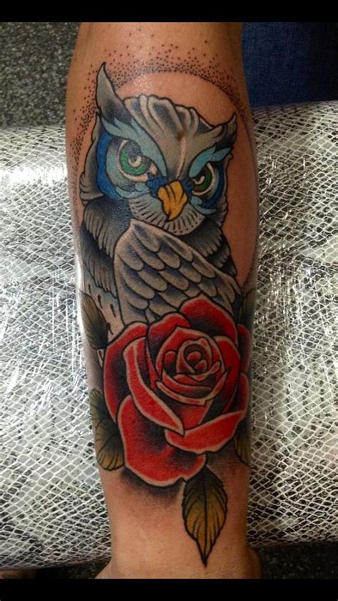 Owl And Rose Tattoo Tattoos Cover Up Tattoo Owl Tattoo