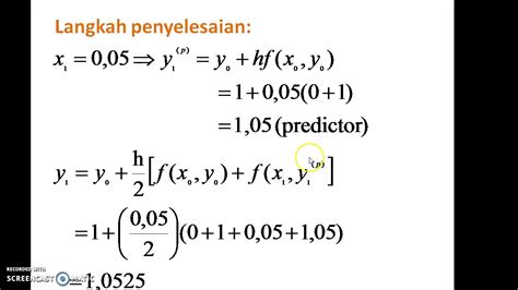 Solusi Numerik Persamaan Diferensial Biasa Dengan Metode Heun Youtube