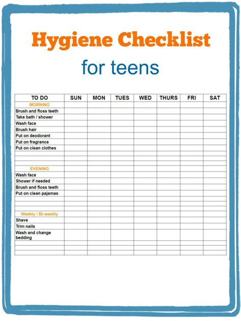 Printable Teenage Hygiene Worksheets And Self Care Tips Outnumbered 3 To 1 Hygiene Personal