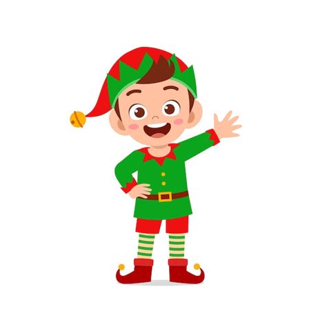 Premium Vector Happy Cute Little Kid Boy And Girl Wearing Green Elf