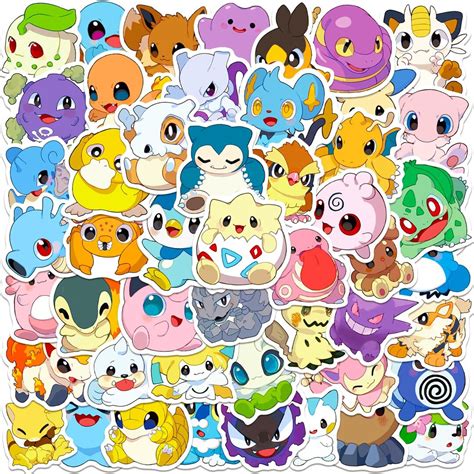 50 PCS Cute Cortoon Pokémon Stickers Pack Kawaii Anime Gift - Etsy