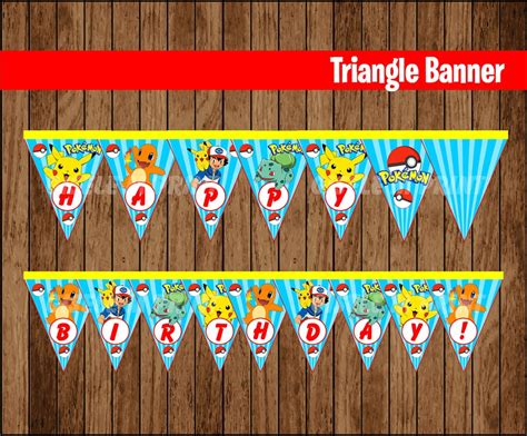 Pokemon Banner Printable Pokemon Triangle Banner Pokemon Etsy