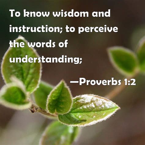 Proverbs 1:2 To know wisdom and instruction; to perceive the words of ...