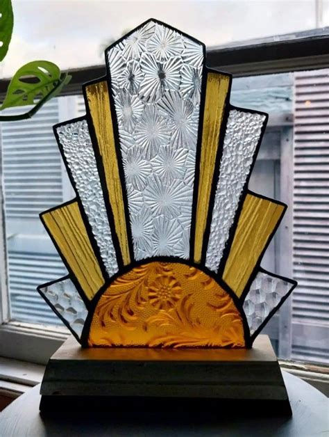 Art Deco Stained Glass Window Panel Modern Stained Glass Art Etsy Artofit