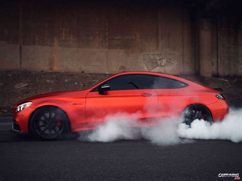 Wrapped Mercedes C63 AMG Coupe C205 Side And Burn Out