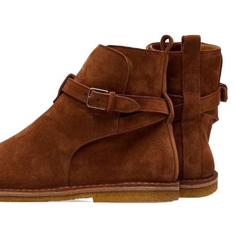 Saint Laurent Nino Crepe Sole Suede Jodhpur Boot Tan END US