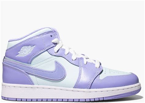 Nike Air Jordan 1 Mid Purple Aqua Gs Hype Clothinga