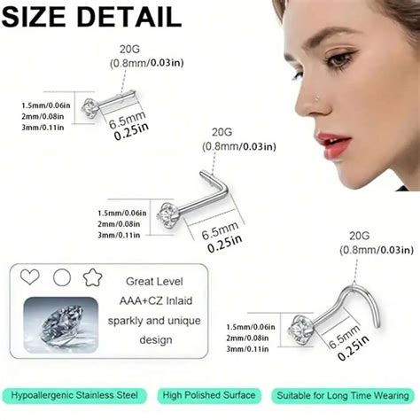 Pcs Hypoallergenic L Surgical Stainless Steel Nose Rings Hoops