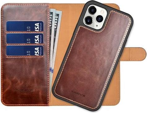 2 In 1 IPhone 12 Pro Max Leren Wallet Hoesje IPhone 12 Pro Max Bruin