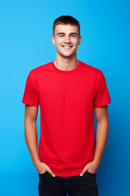 Premium AI Image Man Wearing A Red Tshirt Design Tshirt Template