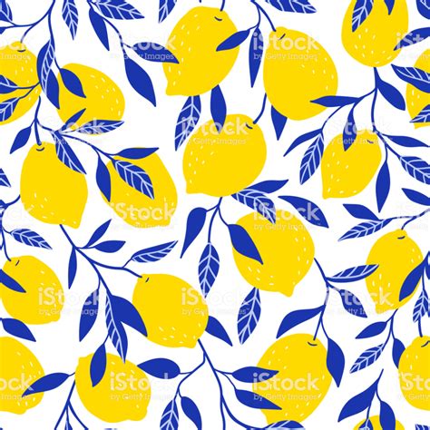 Tropical Seamless Pattern With Yellow Lemons Fruit Repeated Pattern Art Fruit Wallpaper