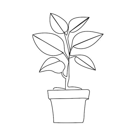 Rbol De Crecimiento De Plantas Dibujo Continuo De Una L Nea De