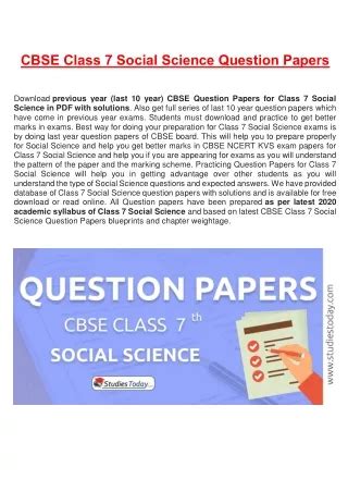 PPT Best Question Bank For Class 9 CBSE 2024 Social Science With