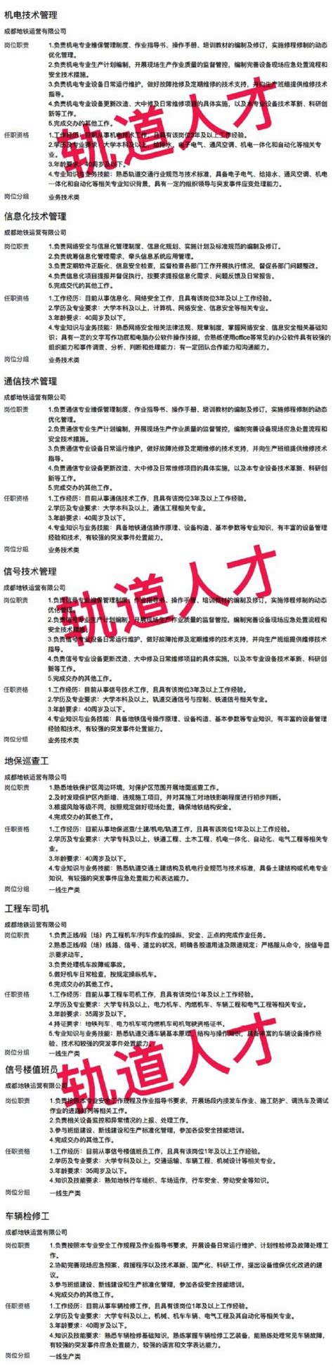 六险二金！又一地铁运营公司社会招聘公告！大专可报！