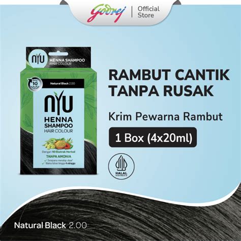 Jual Nyu Henna Shampoo Hair Colour Natural Black Sampo Pewarna Rambut