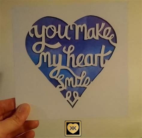 You Make My Heart Smile Hand Paper Cut Greetings Card Valentines Etc