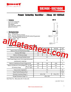 Sb E Datasheet Pdf Sirectifier Global Corp