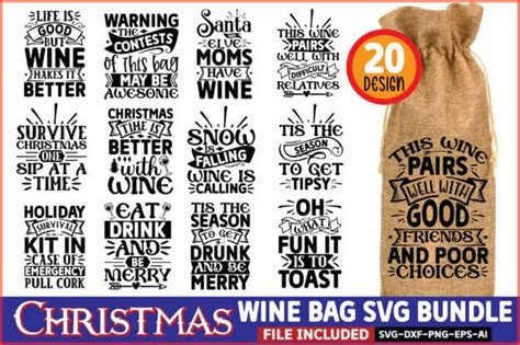 Christmas Wine Bag Svg Bundle Graphic By Design Zone · Creative Fabrica